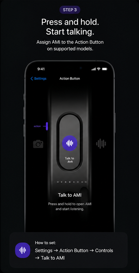 Action Button setup for Talk to AMI